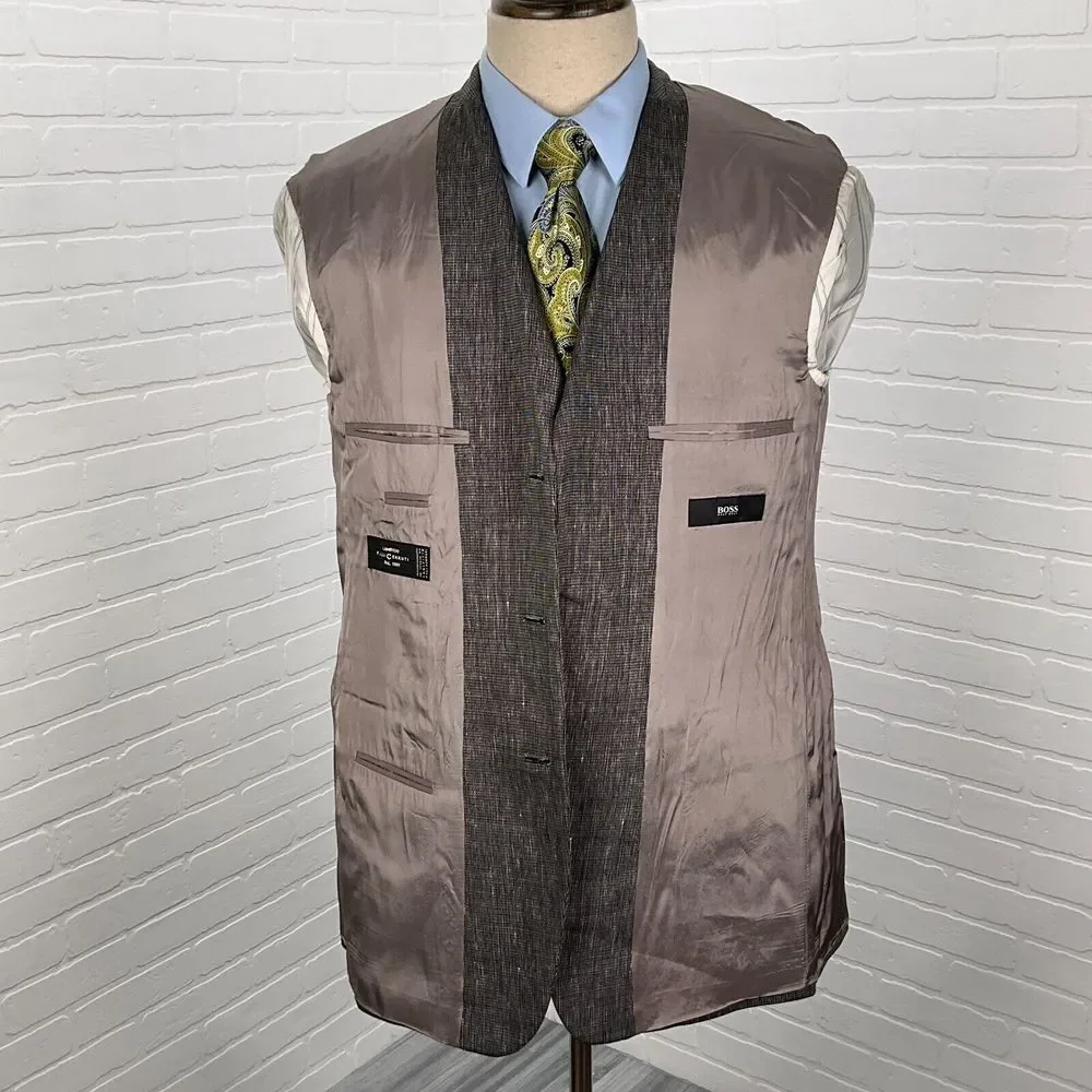 Hugo Boss Blazer Men 40R Gray Da‎ Vinci Textured Classic Career Wool Croatia VTG